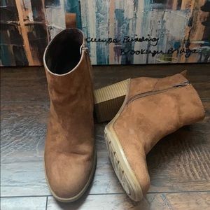 Brown suede ankle booties
